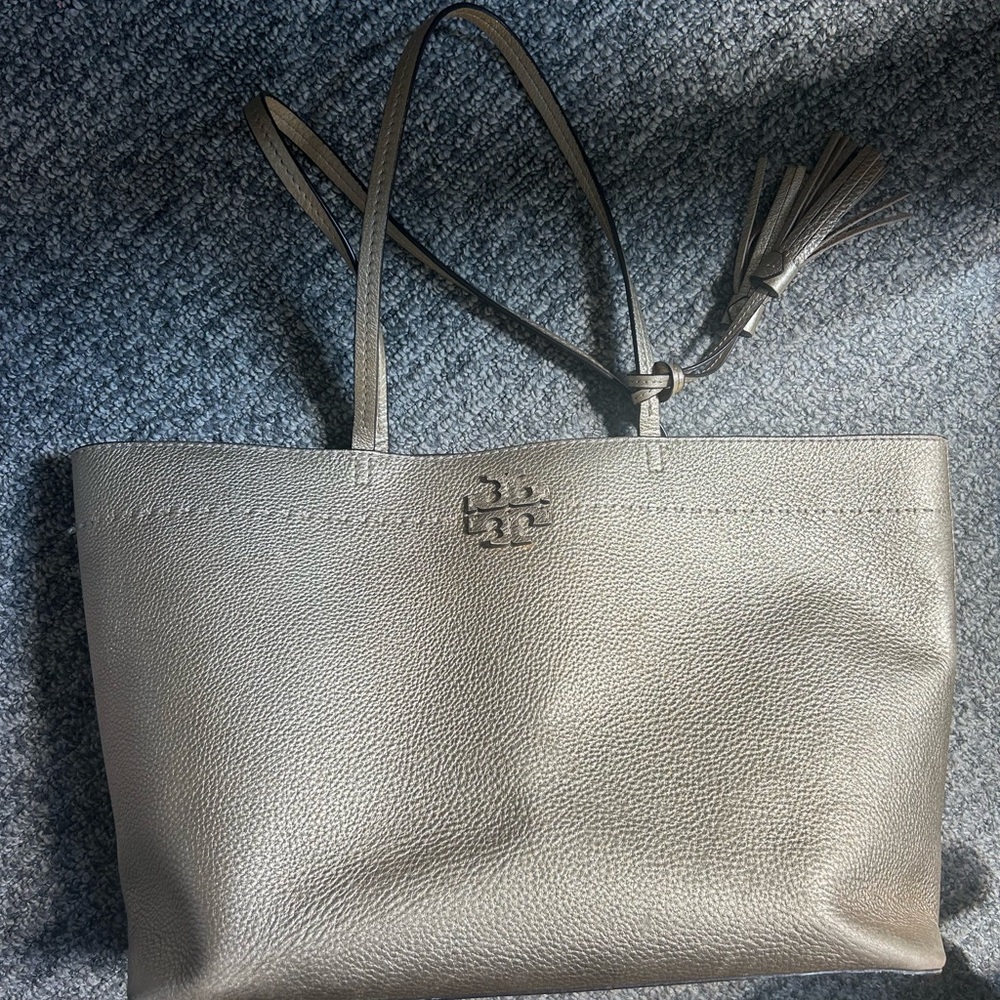 Tory Burch Gold McGraw Holiday Tassel Tote Bag